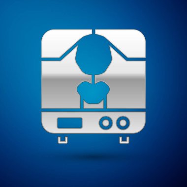 Mavi arkaplanda gümüş X-ışını ikonu izole edildi. Vektör İllüstrasyonu