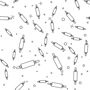 Siyah çizgi yuvarlanan pin simgesi beyaz arkaplanda izole edilmiş pürüzsüz desen. Vektör İllüstrasyonu