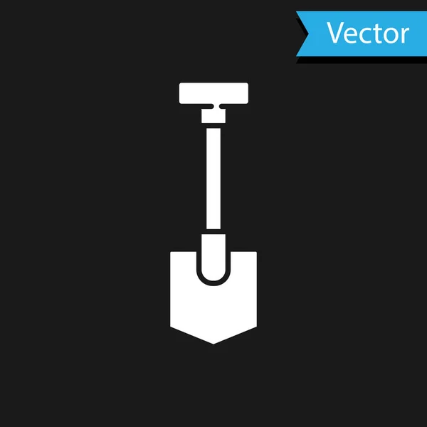 Icono Pala Blanca Aislado Sobre Fondo Negro Herramienta Jardinería Herramienta — Vector de stock