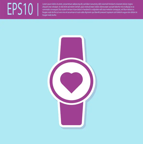 Reloj Inteligente Retro Púrpura Que Muestra Icono Ritmo Cardíaco Aislado — Vector de stock