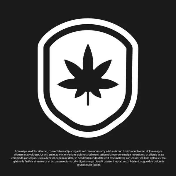 Black Shield Icona Marijuana Foglie Cannabis Isolate Sfondo Nero Legalizzazione — Vettoriale Stock