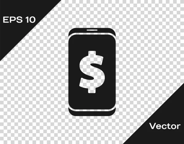 Schwarzes Smartphone Mit Dollarsymbol Auf Transparentem Hintergrund Online Shopping Konzept — Stockvektor