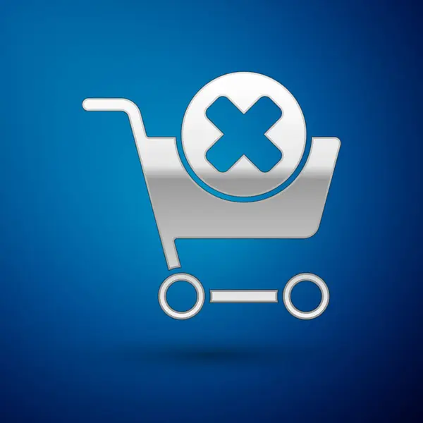 Warenkorb Entfernen Icon Isoliert Auf Blauem Hintergrund Online Kaufkonzept Lieferservice — Stockvektor