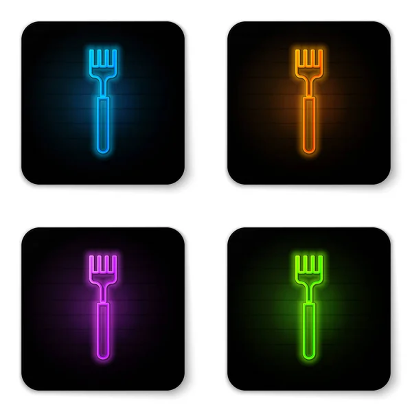 Pictograma Strălucitoare Neon Fork Izolată Fundal Alb Simbolul Tacâmurilor Buton — Vector de stoc