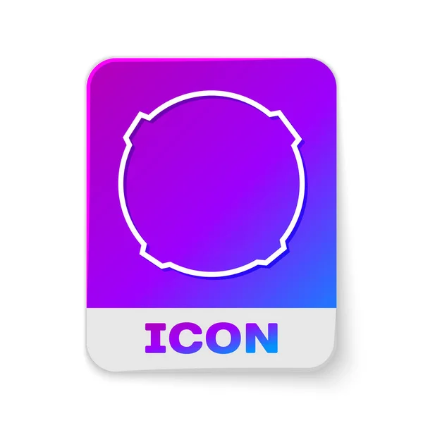White Line Moon Icon Isolated White Background Rectangle Color Button — Stock Vector