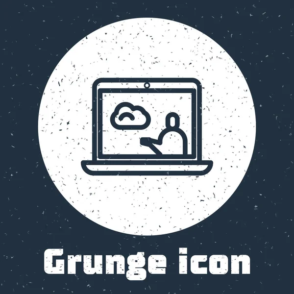 Línea Grunge Icono Pronóstico Del Tiempo Aislado Sobre Fondo Gris — Vector de stock