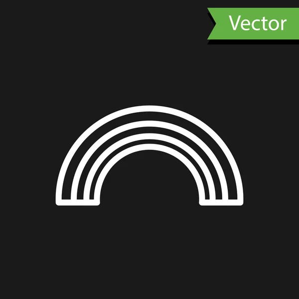 Línea Blanca Icono Del Arco Iris Aislado Sobre Fondo Negro — Vector de stock