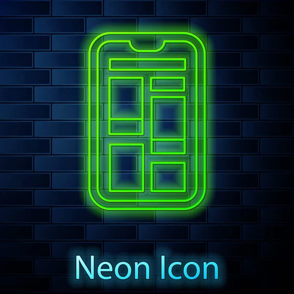 Linea Neon Incandescente Shopping Online Sull Icona Del Telefono Cellulare — Vettoriale Stock