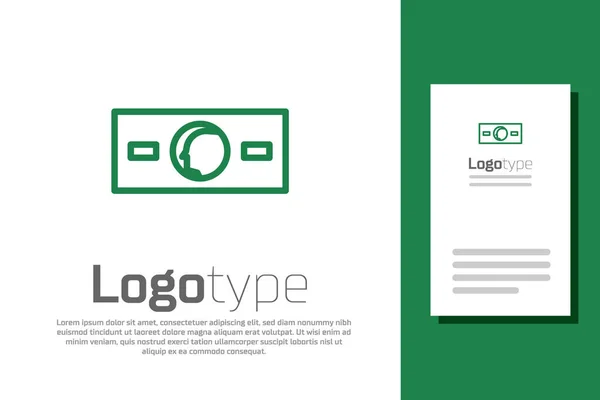 緑の線白の背景に隔離された紙幣の現金アイコン 紙幣が積み重なっている 紙幣だ ロゴデザインテンプレート要素 ベクターイラスト — ストックベクタ