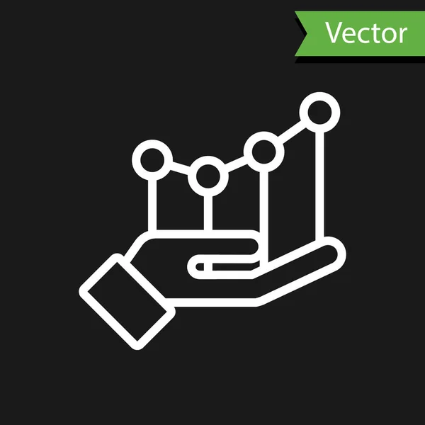 Witte Lijn Taartdiagram Infographic Pictogram Geïsoleerd Zwarte Achtergrond Grafiekteken Vector — Stockvector