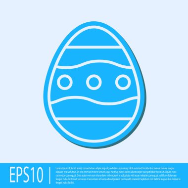 Mavi çizgi Paskalya yumurtası ikonu gri arkaplanda izole edilmiş. Mutlu Paskalyalar. Vektör İllüstrasyonu