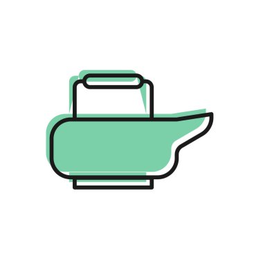 Siyah çizgi Bedpan simgesi beyaz arkaplanda izole edildi. Yatalak hastalar için tuvalet. Vektör İllüstrasyonu