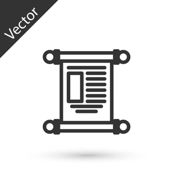 Decreto Línea Gris Papel Pergamino Icono Desplazamiento Icono Aislado Sobre — Vector de stock