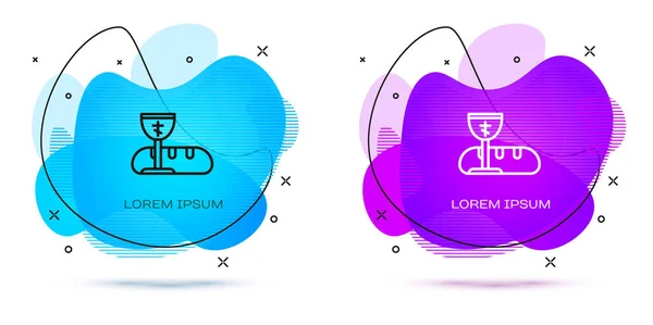 Linha Símbolos Primeira Comunhão Para Ícone Convite Agradável Isolado Fundo —  Vetores de Stock