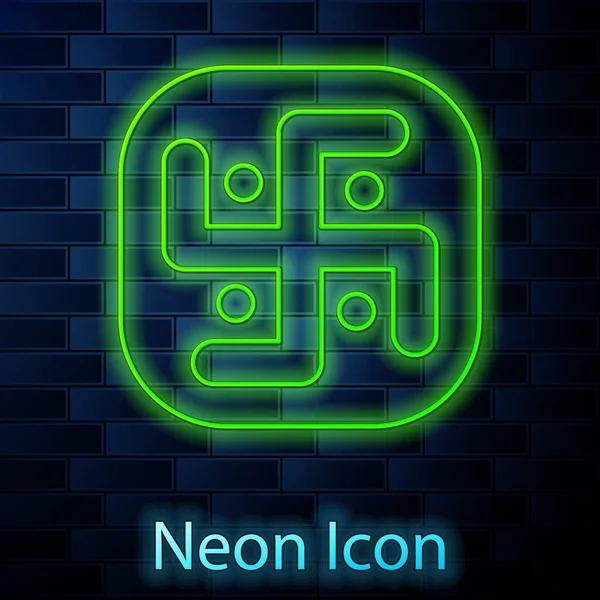 Glowing Neon Line Jainism Icon 배경에 사기적 — 스톡 벡터