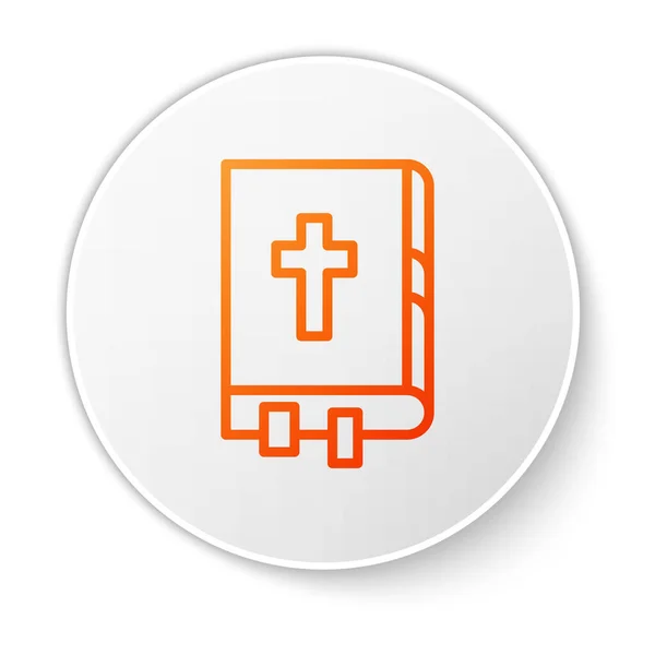 Πορτοκαλί Γραμμή Αγία Γραφή Βιβλίο Εικονίδιο Απομονώνονται Λευκό Φόντο Λευκό — Διανυσματικό Αρχείο