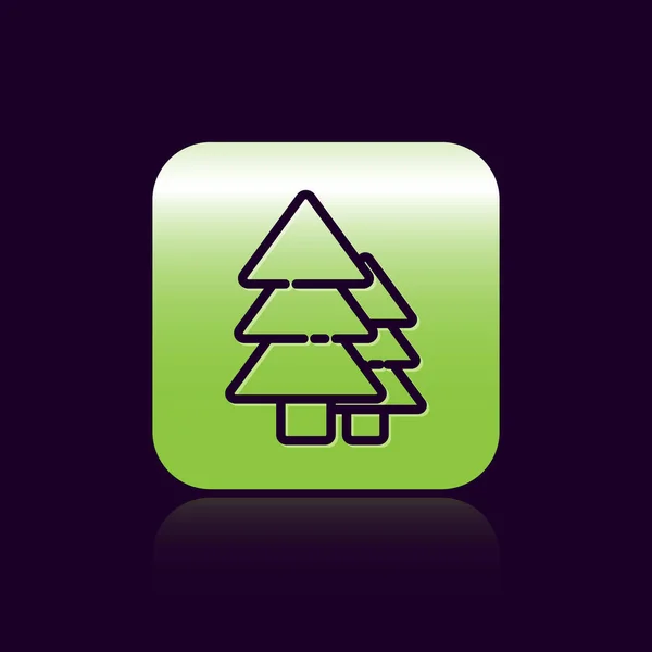 Μαύρο Εικονίδιο Δέντρου Γραμμής Απομονωμένο Μαύρο Φόντο Σύμβολο Δάσους Πράσινο — Διανυσματικό Αρχείο