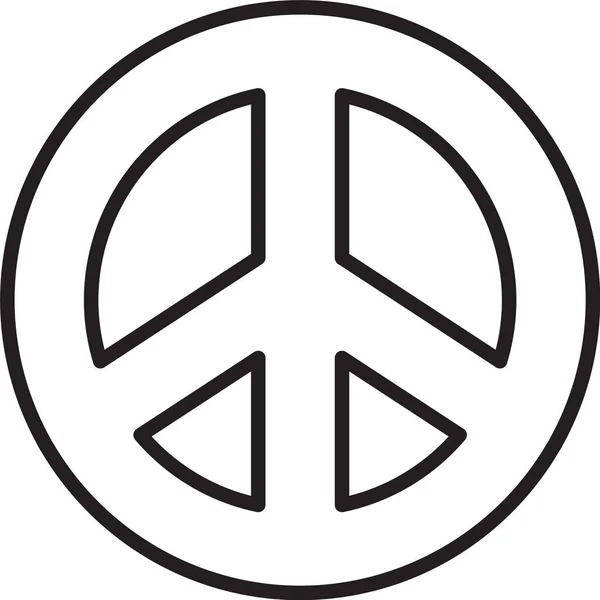 Linea Nera Icona Pace Isolata Sfondo Bianco Simbolo Hippie Pace — Vettoriale Stock