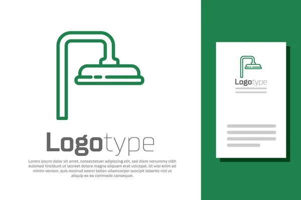 Ligne Verte Pommeau Douche Avec Gouttes Eau Coulant Icône Isolée — Image vectorielle