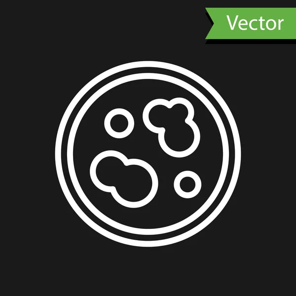 Placa Petri Línea Blanca Con Icono Bacteria Aislada Sobre Fondo — Vector de stock