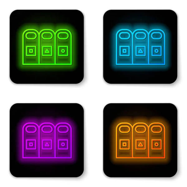 Glowing Neon Line Trash Garbage Cans Sorted Garbage Icon Isolated — Stock Vector