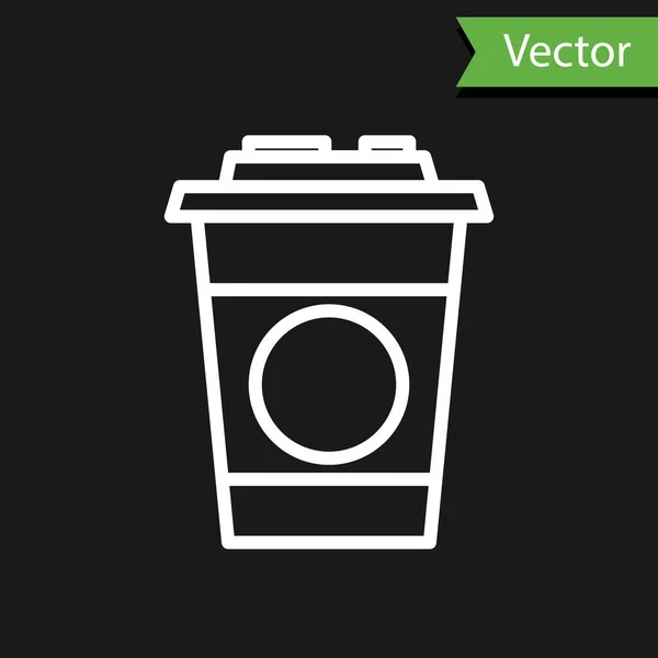 Línea Blanca Icono Vidrio Papel Aislado Sobre Fondo Negro Vaso — Vector de stock