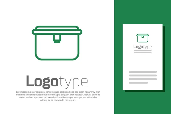 Green Line Lunch Box Icon Isolated White Background Logo Design — Stock vektor