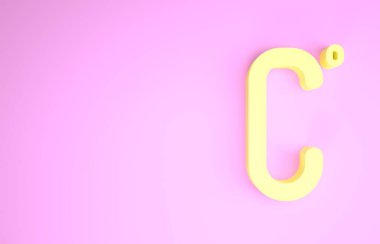 Sarı Celsius simgesi pembe arkaplanda izole edilmiş. Minimalizm kavramı. 3d illüstrasyon 3d canlandırma