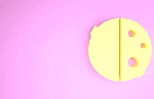 Eclipse amarelo do ícone do sol isolado no fundo rosa. Eclipse total do sonar. Conceito de minimalismo. 3D ilustração 3D render — Fotografia de Stock