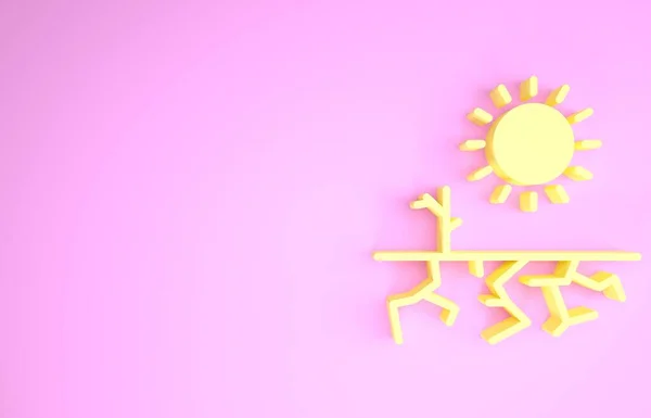 Yellow Drought icon isolated on pink background. Minimalism concept. 3d illustration 3D render