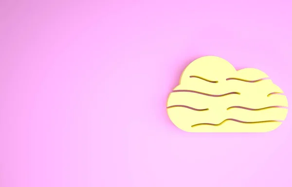 Nevoeiro amarelo e ícone de nuvem isolado no fundo rosa. Conceito de minimalismo. 3D ilustração 3D render — Fotografia de Stock