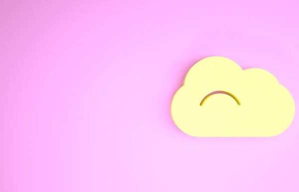 ピンクの背景に黄色の雲のアイコンが隔離された。最小限の概念。3Dイラスト3Dレンダリング — ストック写真