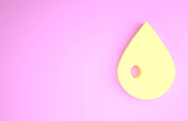 Icône de goutte d'eau jaune isolé sur fond rose. Concept de minimalisme. Illustration 3D rendu 3D — Photo