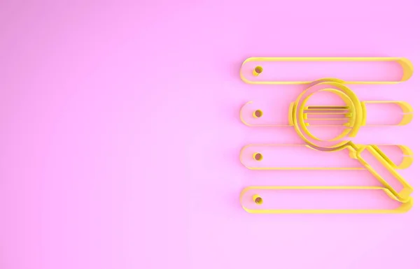 Žluté Hledat v okně prohlížeče ikonu izolované na růžovém pozadí. Minimalismus. 3D ilustrace 3D vykreslení — Stock fotografie