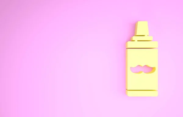 Amarelo ícone de espuma gel de barbear isolado no fundo rosa. Creme de barbear. Conceito de minimalismo. 3D ilustração 3D render — Fotografia de Stock