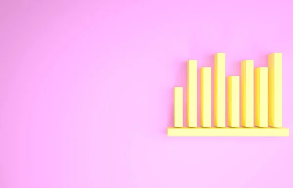 Icono infográfico de la carta amarilla Pie aislado sobre fondo rosa. Signo de diagrama gráfico. Concepto minimalista. 3D ilustración 3D render —  Fotos de Stock