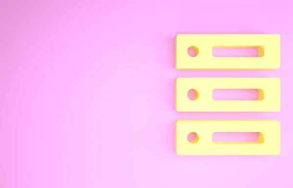 Servidor Amarillo, Datos, Web Hosting icono aislado sobre fondo rosa. Concepto minimalista. 3D ilustración 3D render — Foto de Stock