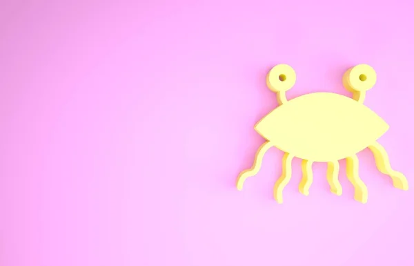 Yellow Pastafarianism icon isolated on pink background. Minimalism concept. 3d illustration 3D render — Stock Photo, Image