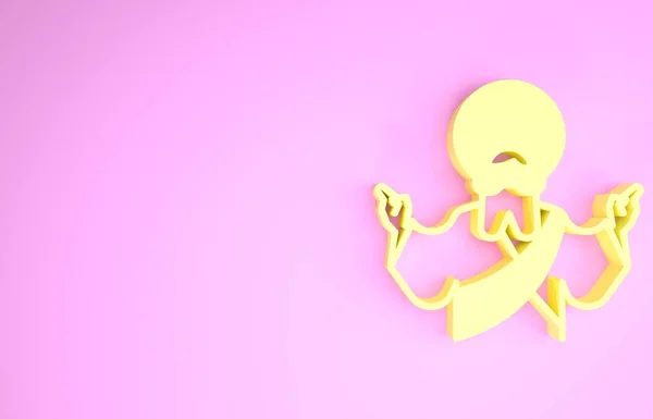 Ícone amarelo de Jesus Cristo isolado no fundo rosa. Conceito de minimalismo. 3D ilustração 3D render — Fotografia de Stock