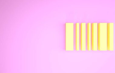 Sarı Barkod simgesi pembe arkaplanda izole edildi. Minimalizm kavramı. 3d illüstrasyon 3d canlandırma
