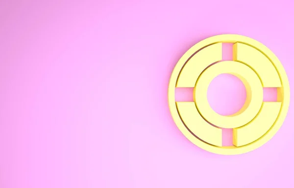 Icona portacenere giallo isolato su sfondo rosa. Concetto minimalista. Illustrazione 3d rendering 3D — Foto Stock