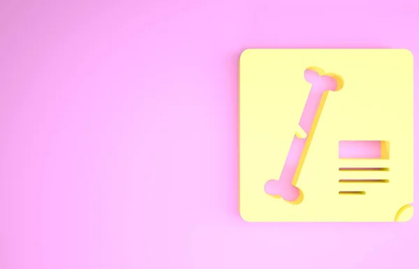 ピンクの背景に隔離された黄色のX線撮影アイコン。最小限の概念。3Dイラスト3Dレンダリング — ストック写真