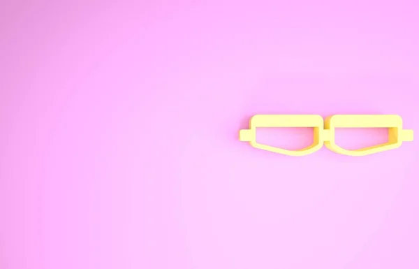 Yellow Safety goggle glasses icon isolated on pink background. Minimalism concept. 3d illustration 3D render — Stock Photo, Image