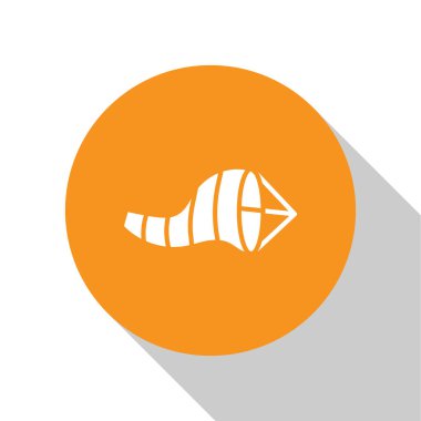 Beyaz arka planda yel değirmeni rüzgar gülü ikonu izole edildi. Rüzgâr Sock rüzgarın yönünü ve gücünü gösteriyor. Turuncu daire düğmesi. Vektör İllüstrasyonu