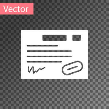 Şeffaf arkaplanda beyaz garanti sertifika şablonu ikonu izole edildi. Vektör İllüstrasyonu