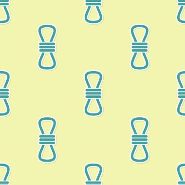 Yeşil Dağcı ip simgesi sarı arkaplanda izole edilmiş pürüzsüz desen. Olağanüstü bir spor. Spor malzemeleri. Vektör İllüstrasyonu