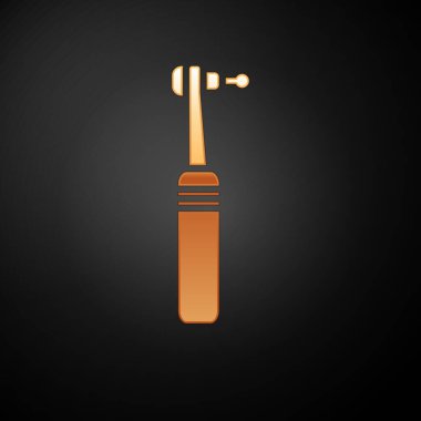 Altın Diş sondaj simgesi siyah arkaplanda izole edildi. Delme ve öğütme aletleri için el işi. Tıbbi alet. Vektör İllüstrasyonu