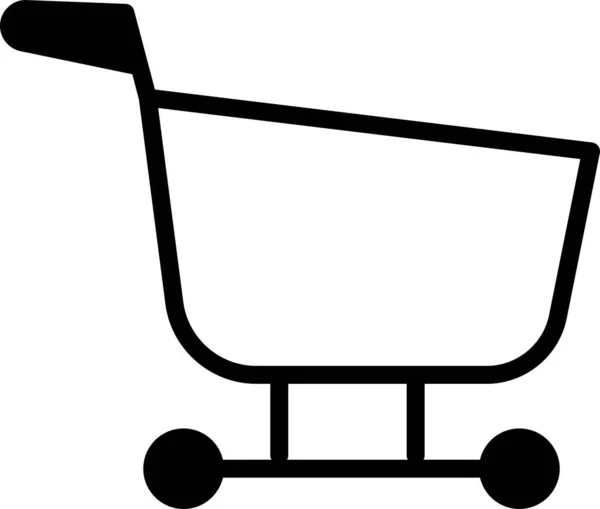 Icono Carrito Negro Aislado Sobre Fondo Blanco Tienda Comida Supermercado — Archivo Imágenes Vectoriales