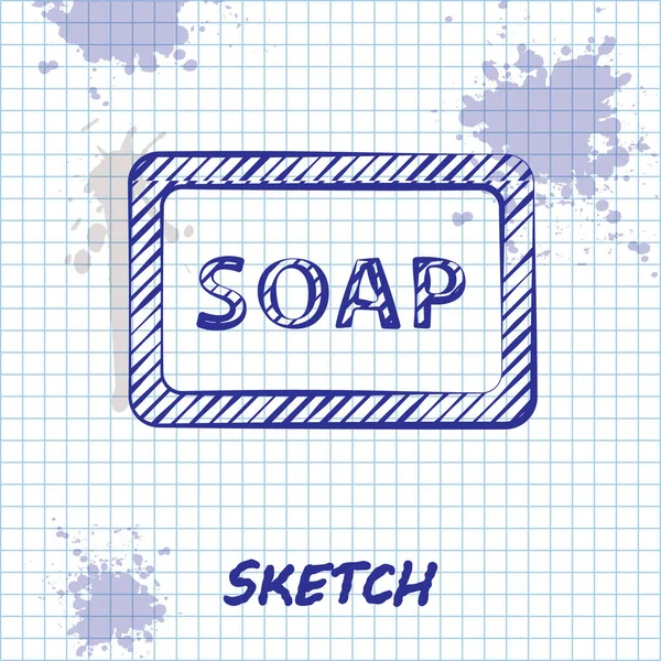 Sketch Line Bar Soap Foam Icon Isolated White Background Soap — Stock Vector