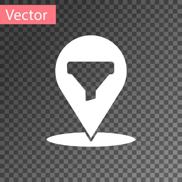 White Location Mit Verkaufstrichter Symbol Auf Transparentem Hintergrund Infografische Vorlage — Stockvektor